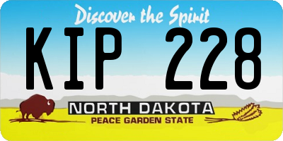 ND license plate KIP228
