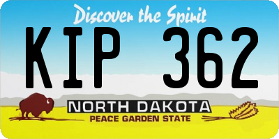 ND license plate KIP362