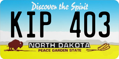 ND license plate KIP403