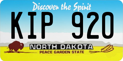 ND license plate KIP920
