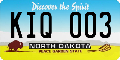 ND license plate KIQ003