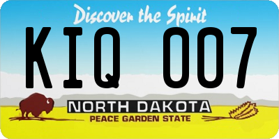 ND license plate KIQ007