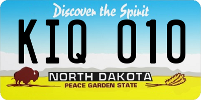 ND license plate KIQ010