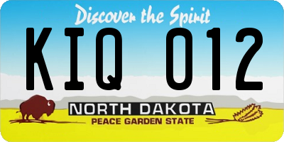 ND license plate KIQ012
