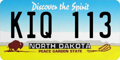 ND license plate KIQ113