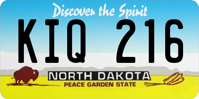 ND license plate KIQ216