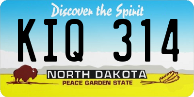 ND license plate KIQ314