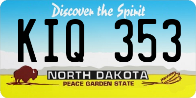 ND license plate KIQ353
