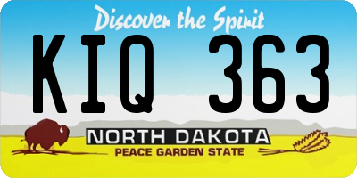 ND license plate KIQ363