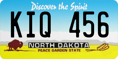 ND license plate KIQ456