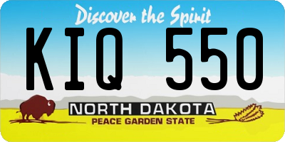 ND license plate KIQ550