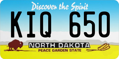 ND license plate KIQ650
