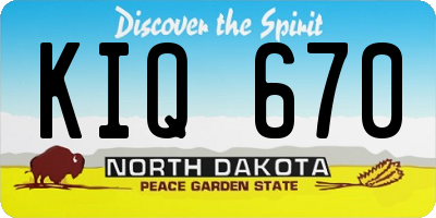 ND license plate KIQ670