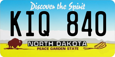 ND license plate KIQ840
