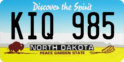 ND license plate KIQ985