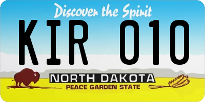 ND license plate KIR010