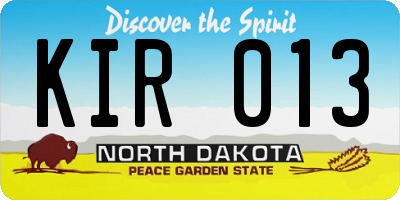 ND license plate KIR013