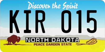 ND license plate KIR015