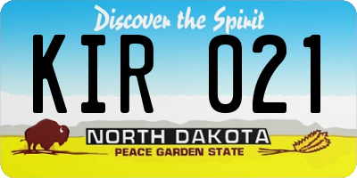 ND license plate KIR021