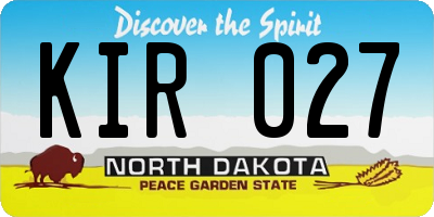 ND license plate KIR027