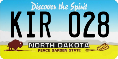 ND license plate KIR028