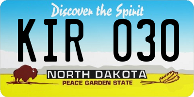 ND license plate KIR030