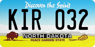 ND license plate KIR032