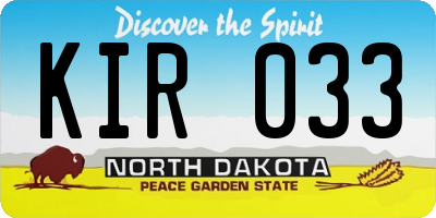 ND license plate KIR033