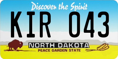 ND license plate KIR043