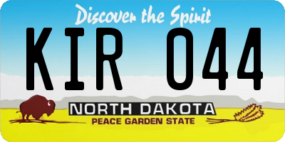 ND license plate KIR044