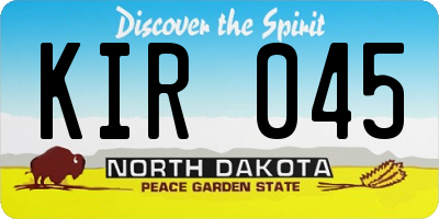 ND license plate KIR045