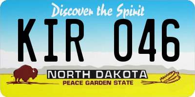 ND license plate KIR046