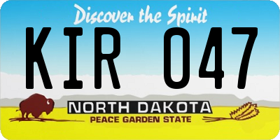 ND license plate KIR047