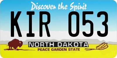 ND license plate KIR053