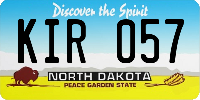 ND license plate KIR057
