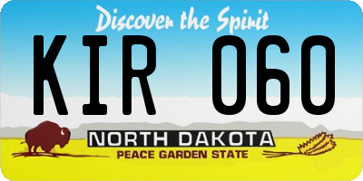 ND license plate KIR060
