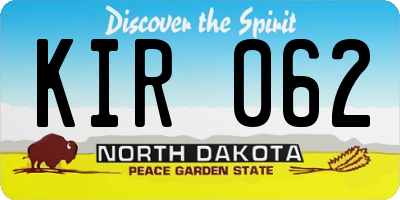 ND license plate KIR062