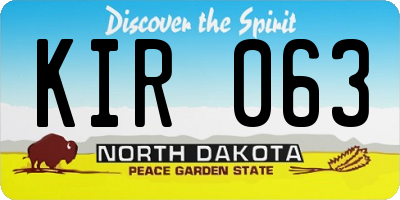 ND license plate KIR063