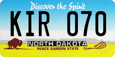 ND license plate KIR070