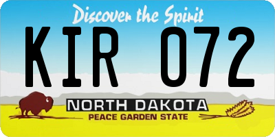 ND license plate KIR072