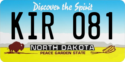 ND license plate KIR081