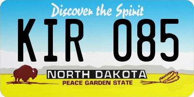 ND license plate KIR085