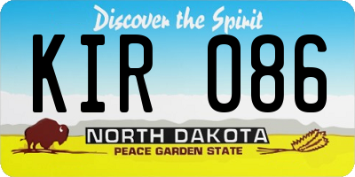 ND license plate KIR086