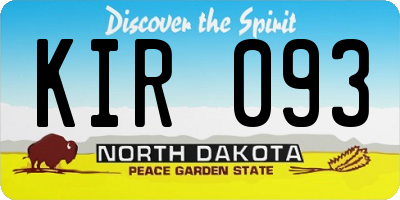 ND license plate KIR093