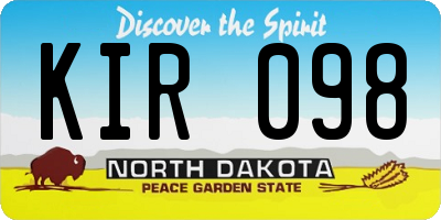 ND license plate KIR098