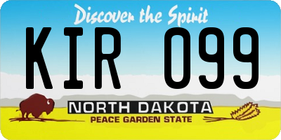 ND license plate KIR099