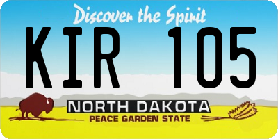 ND license plate KIR105