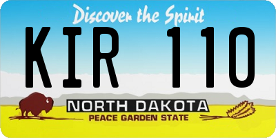 ND license plate KIR110
