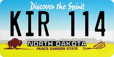 ND license plate KIR114