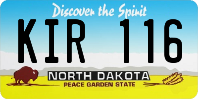 ND license plate KIR116